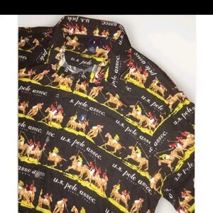 U.S. Polo Assn. Black Shirt with Colorful Horse Pattern Men's XL